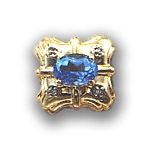 B2805 14K SW BLUE TOPAZ SLIDE WITH DIAMONDS 